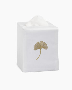 Photo of the Ginkgo Gold Tissue Box Cover ensemble.
