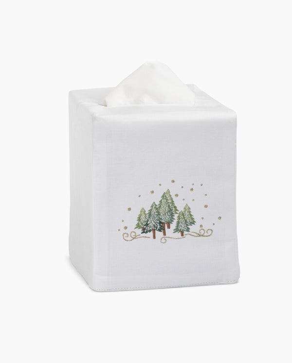 Photo of the Pine Trees Tissue Box Cover ensemble.