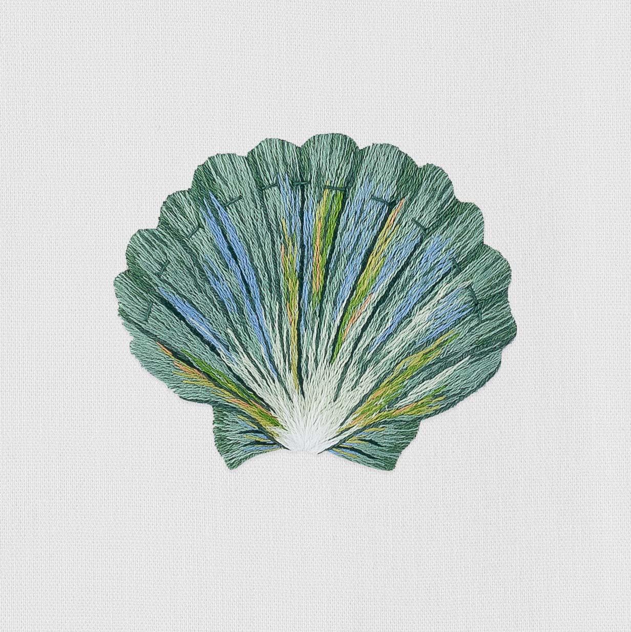 Shell Scallop Teal Towel Hand Towel