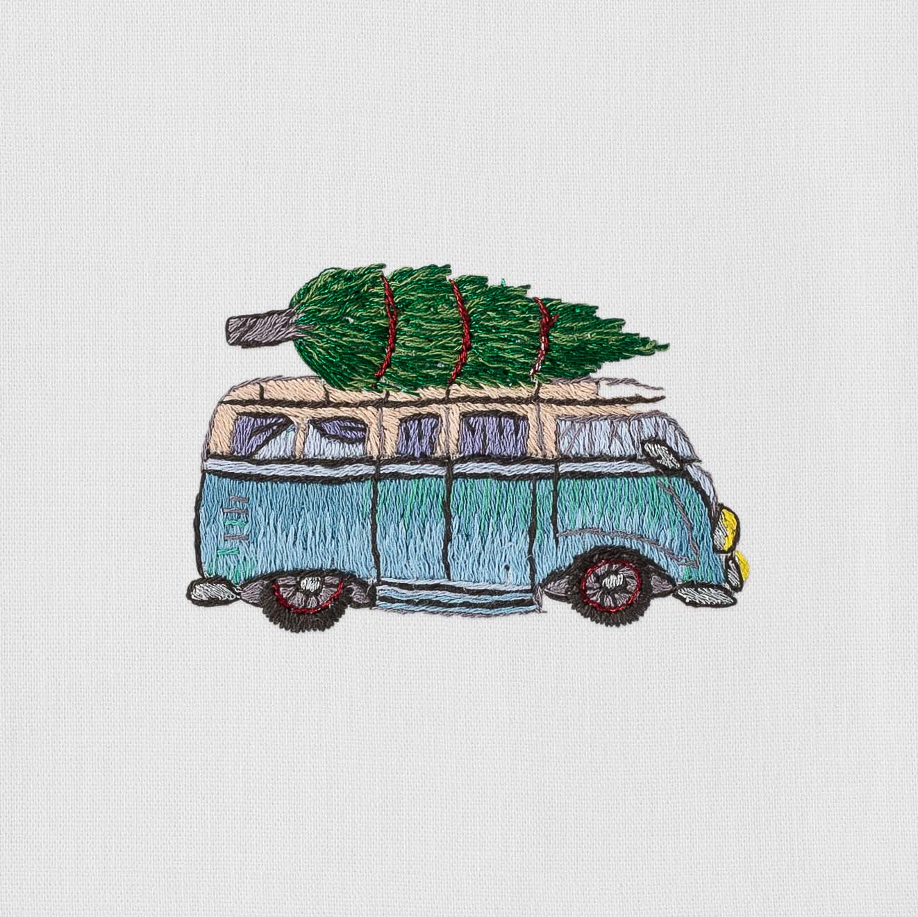 VW Bus Tree Hand Towel