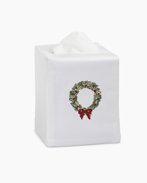 Photo of the Wreath Snow Tissue Box Cover ensemble.