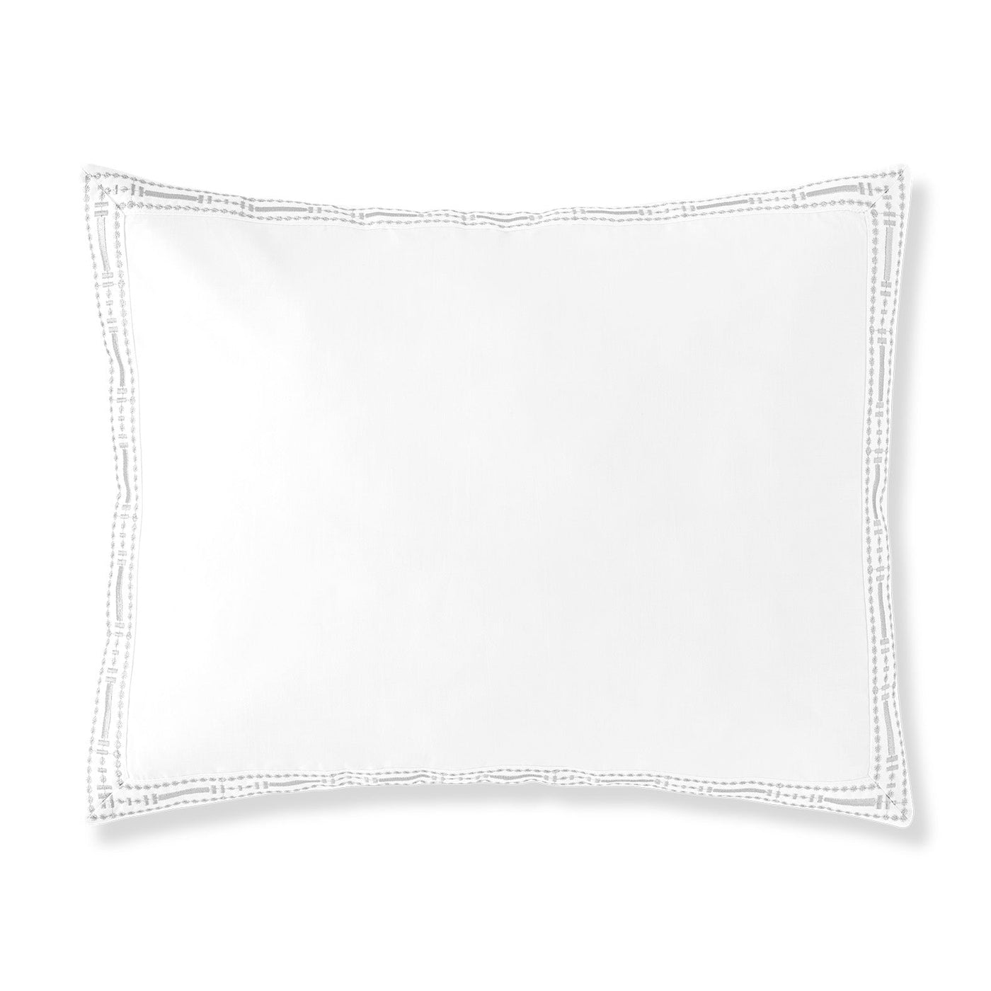 The Memoria Boudoir pillowcase by Amalia Home Collection is a white, rectangular piece with decorative stitched borders—an elegant embroidered bedding accessory, made in Portugal, shown against a plain background.