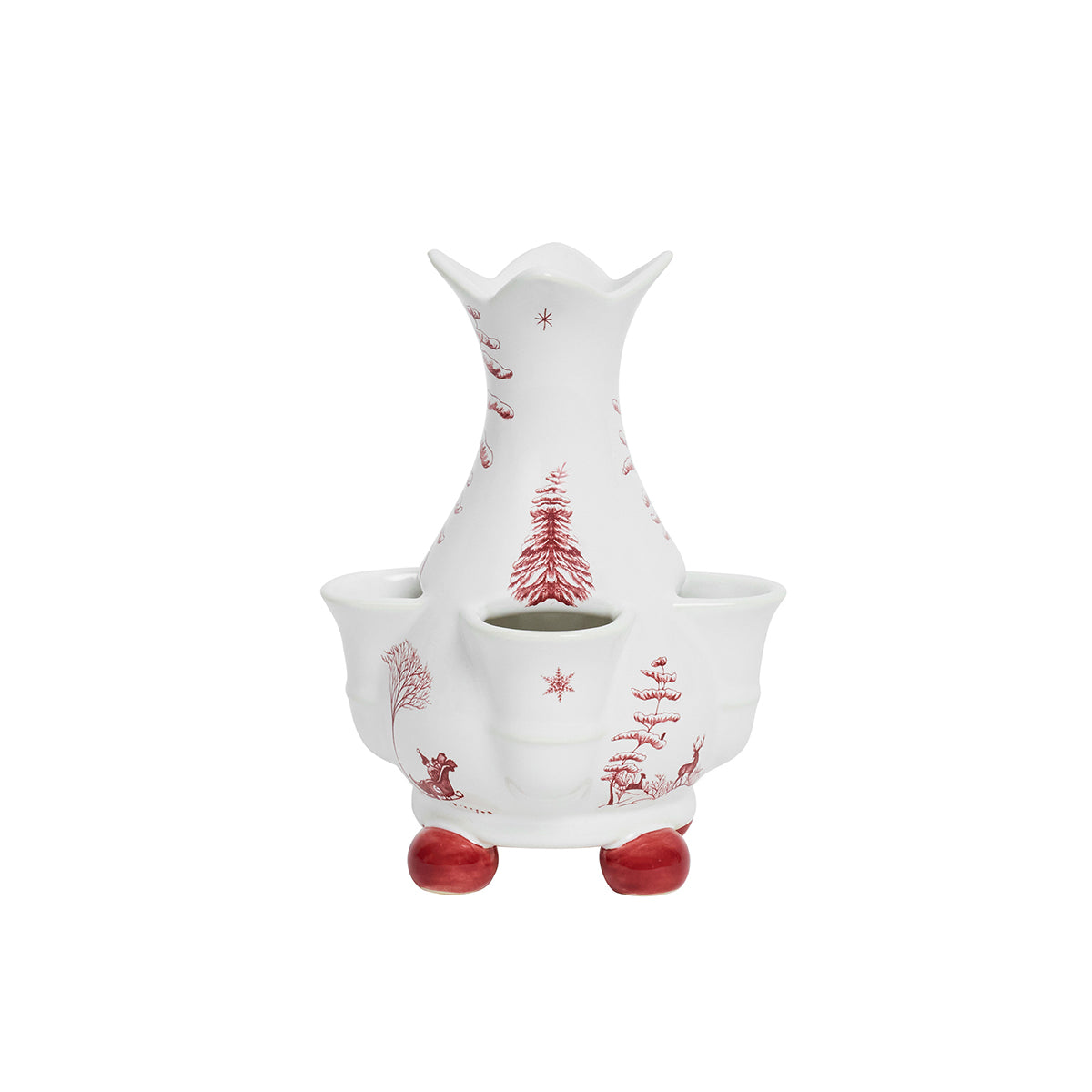 Ruby Winter Frolic petite tulipiere vase showing a painted fir tree