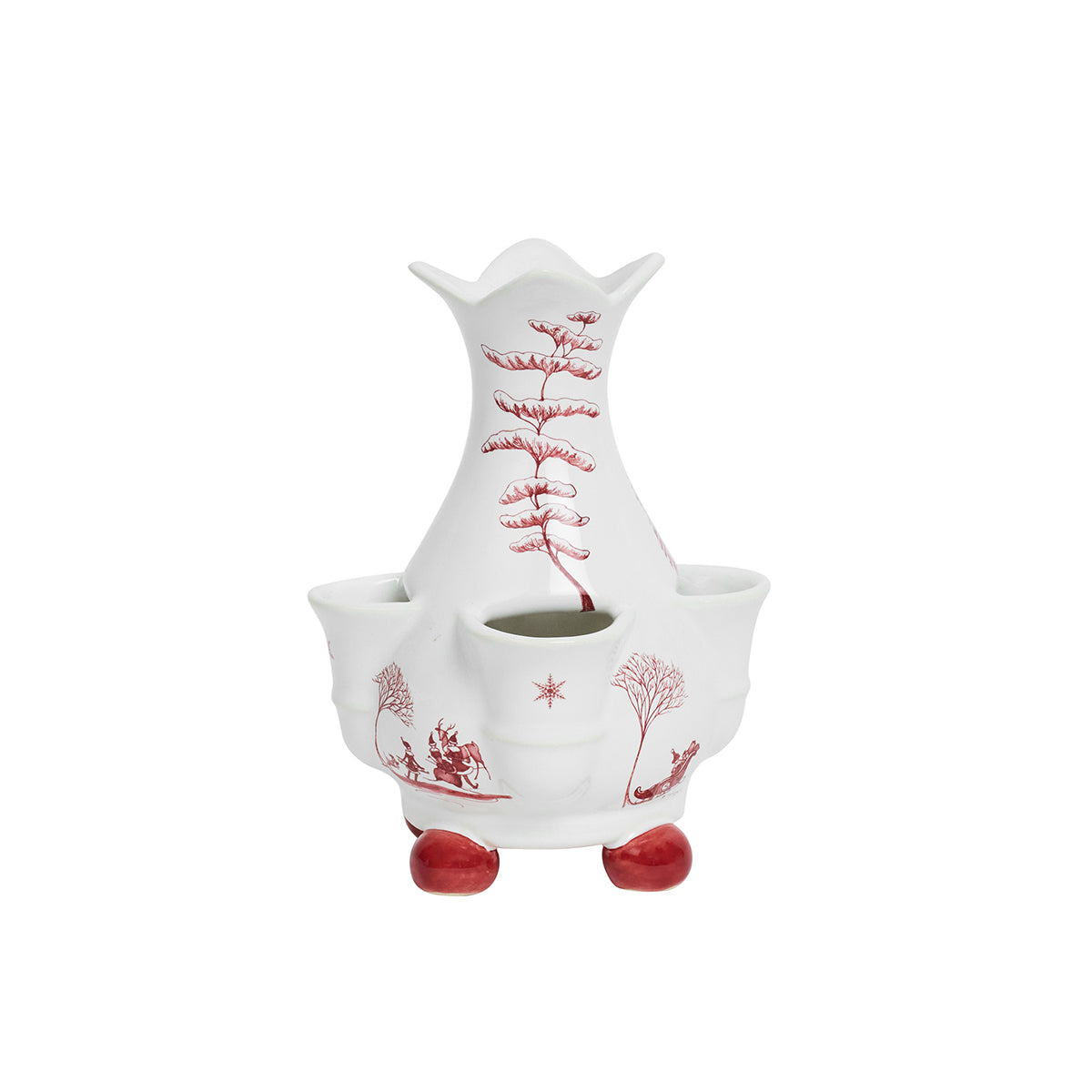 Ruby Winter Frolic petite tulipiere vase from the side