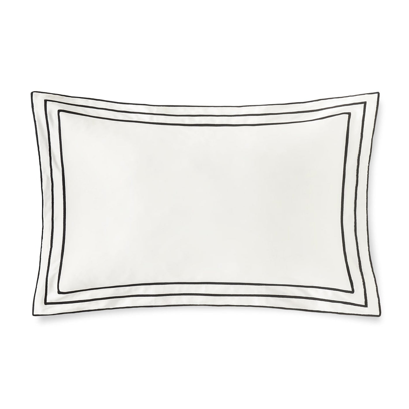 Amalia Home Collection Alba pillow sham in white with double black embroidered border.