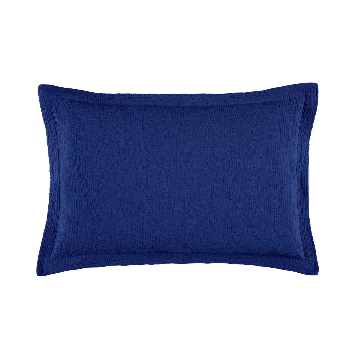 Amalia Home Collection Areia navy blue textured cotton pillow sham with flanged border.