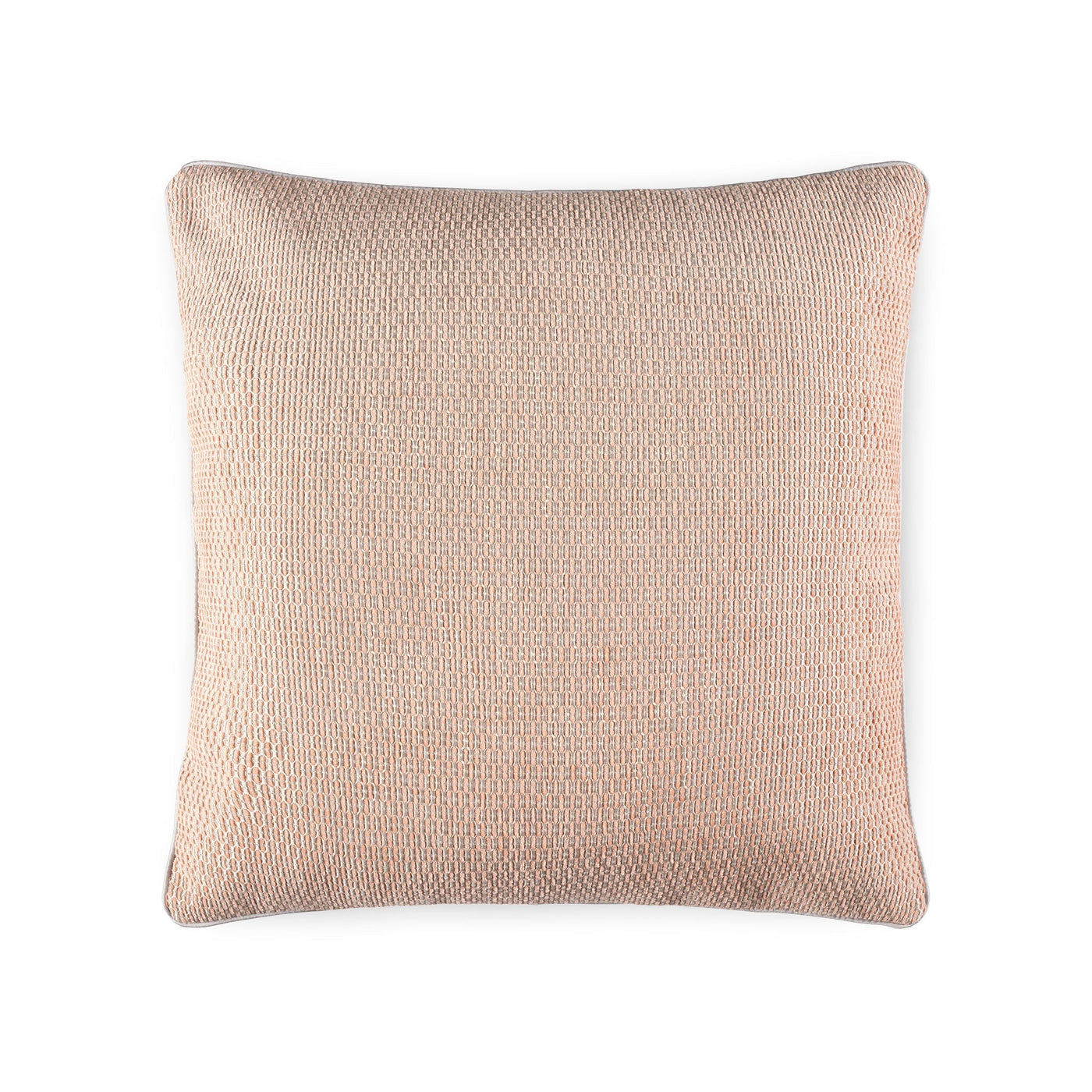 The Amalia Home Collection Jasmim Decorative Pillow features a square beige design with a visible dobby texture, made in Portugal. Shown from above on a white background, its textured knitted fabric stands out.