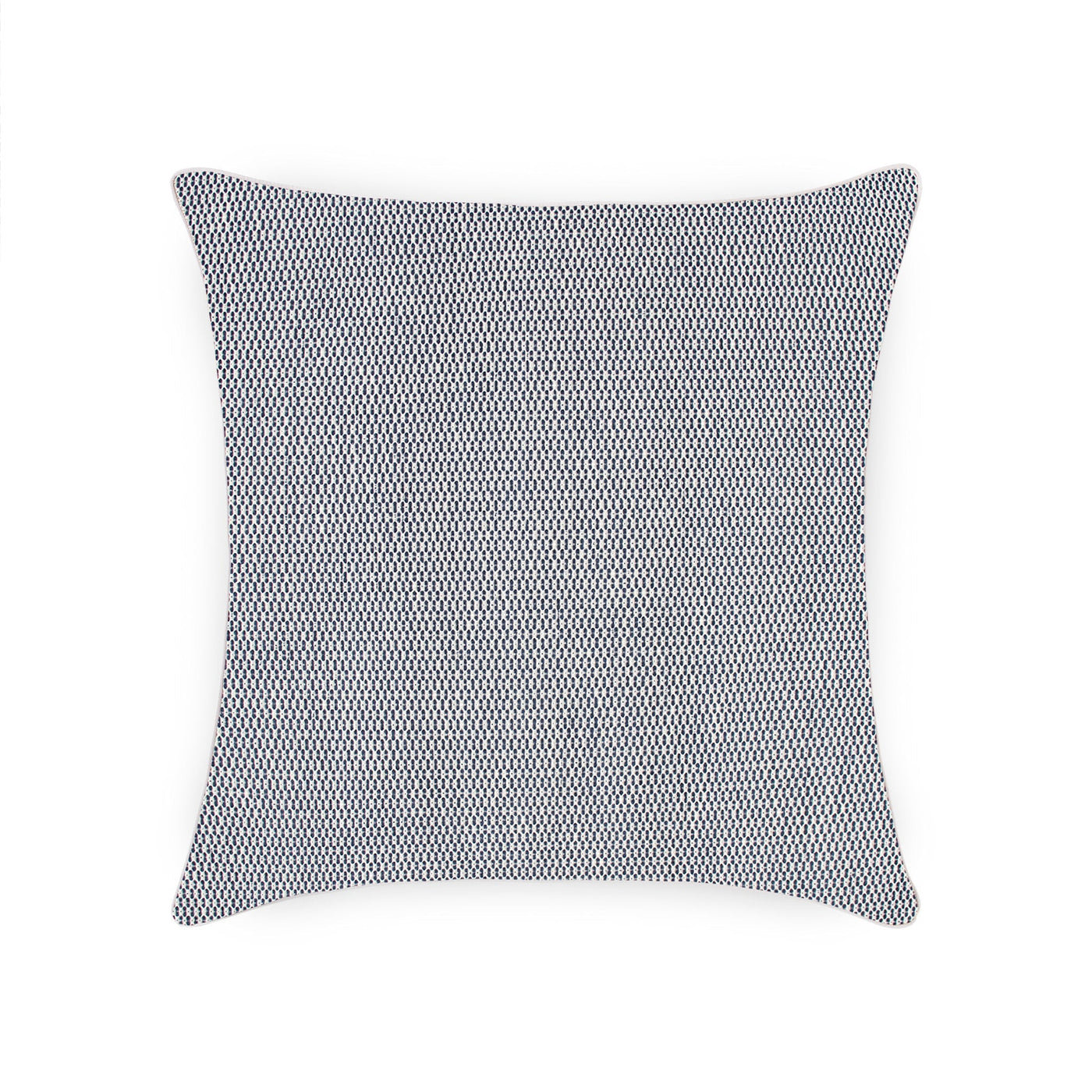 Close-up of navy and white woven texture on Jasmim euro sham.