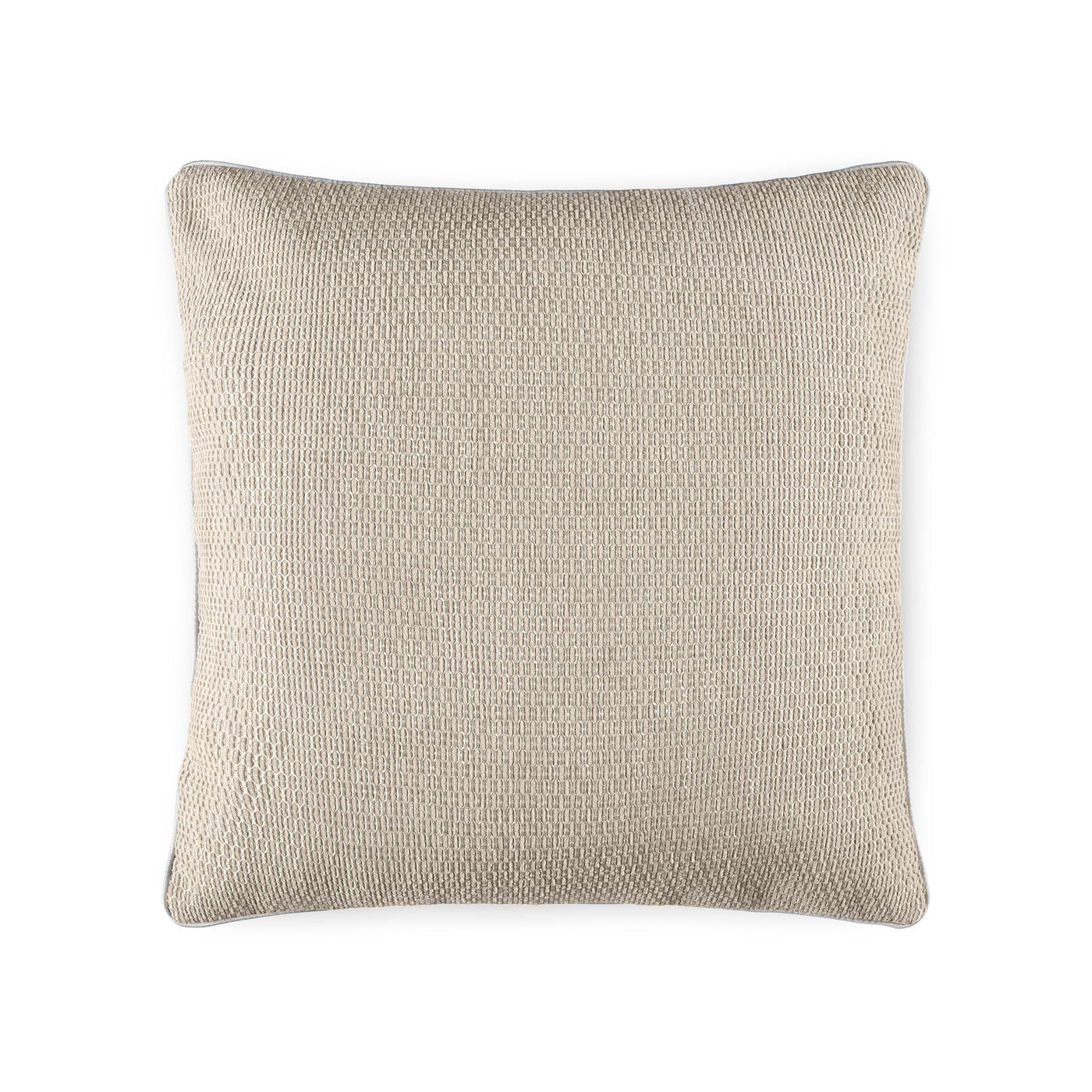 The Jasmim Decorative Pillow by Amalia Home Collection is a square beige pillow with a dobby design, made in Portugal and shown from a top-down view against a white background.