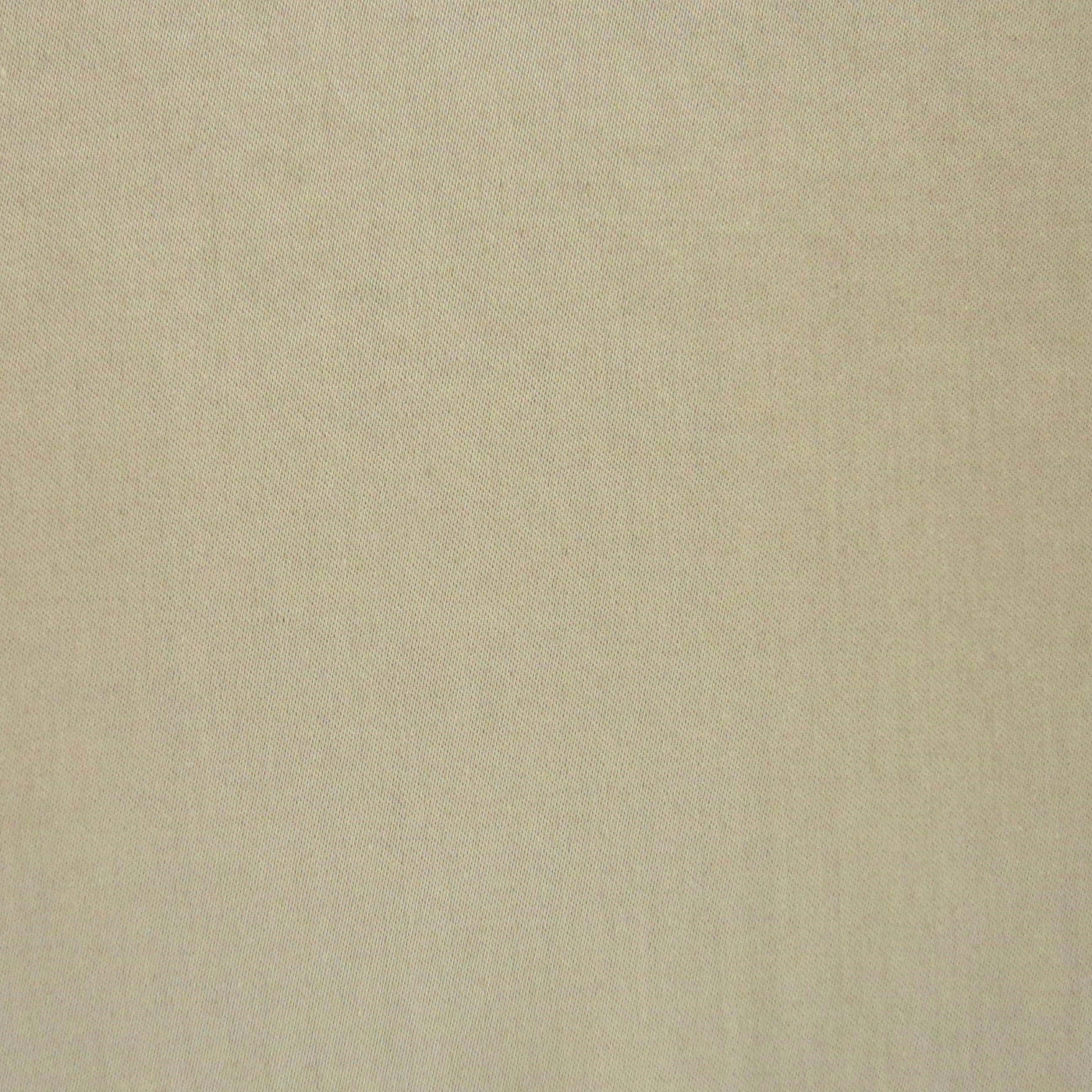 Close-up of champagne linen-weave fabric showing subtle texture and fine vertical grain.
