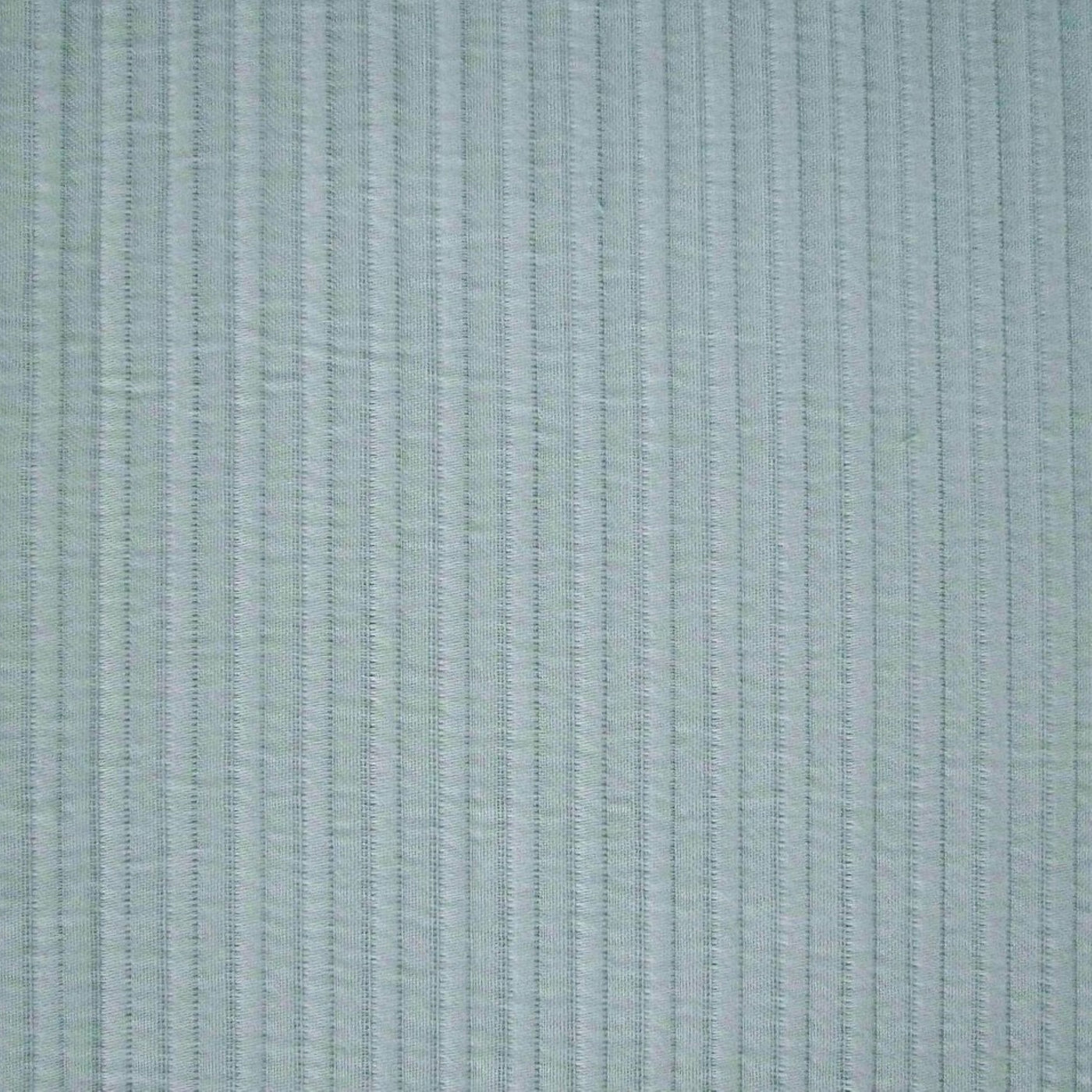 Close-up of seafoam woven stripe texture on Home Treasures Aristocrat pillow sham fabric.