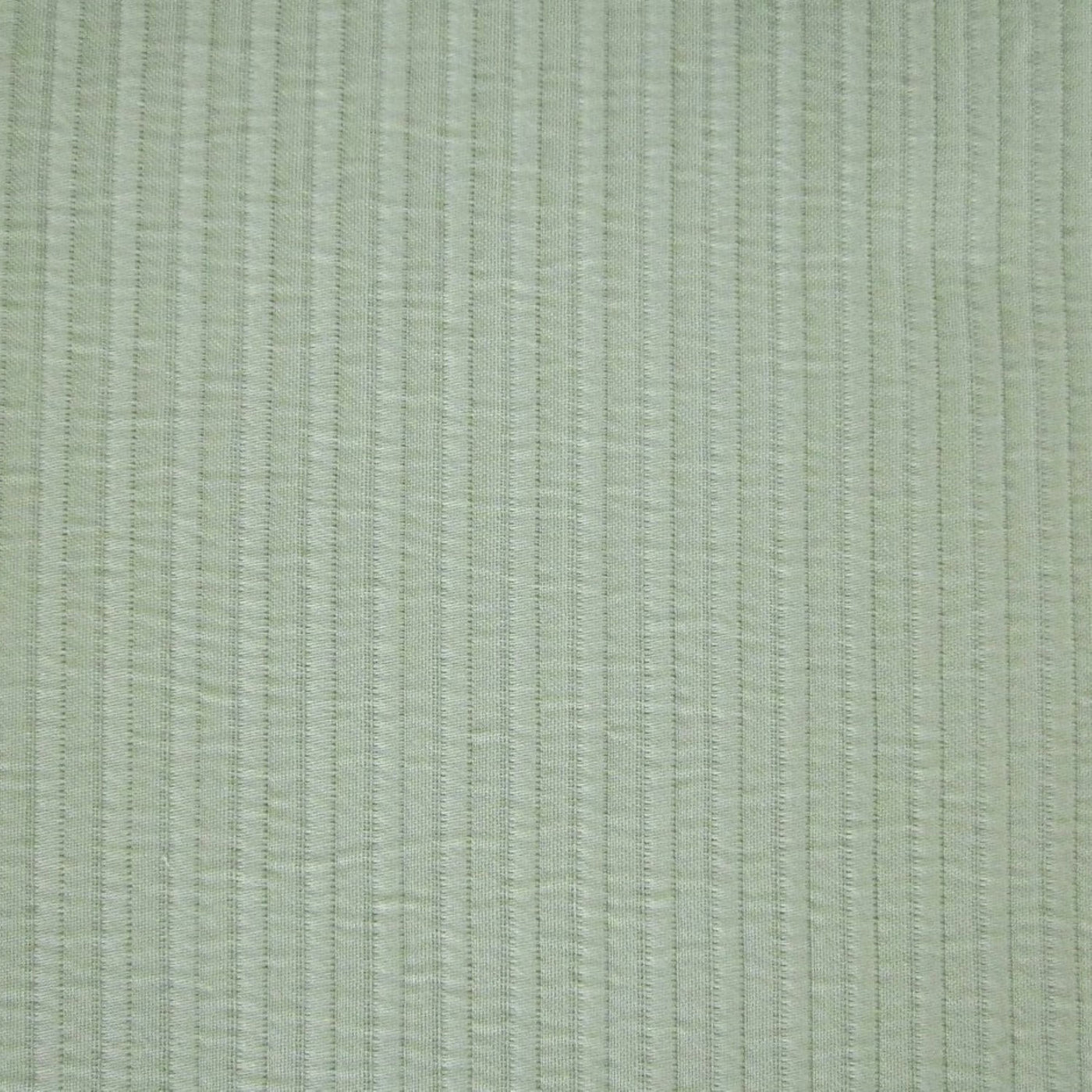 Close-up of sage green woven stripe texture on Home Treasures Aristocrat coverlet fabric.