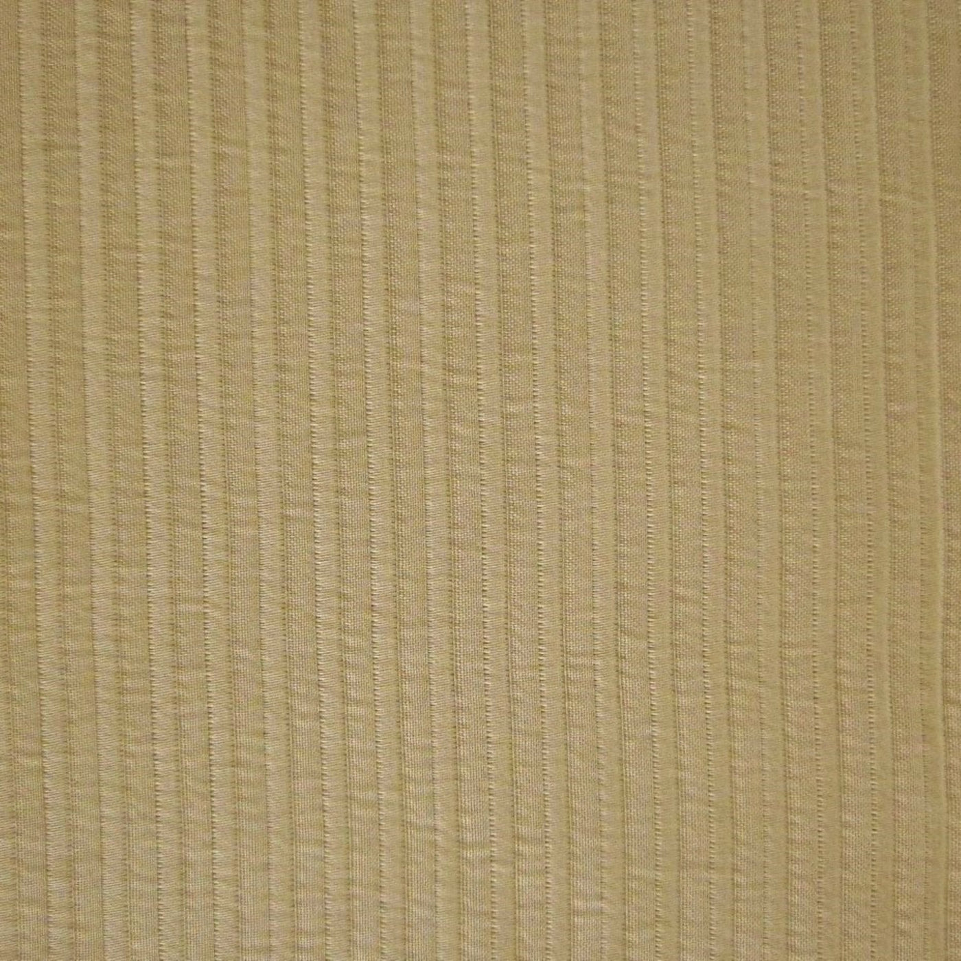 Close-up of champagne cotton fabric with tonal woven vertical stripe texture.