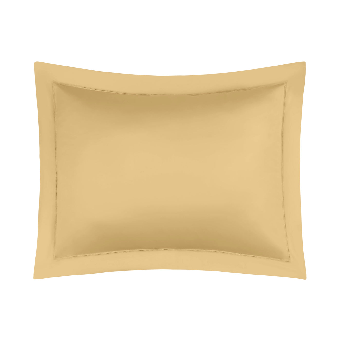 Close-up of Athens pillow sham in honey, showing tailored flange border detail.
