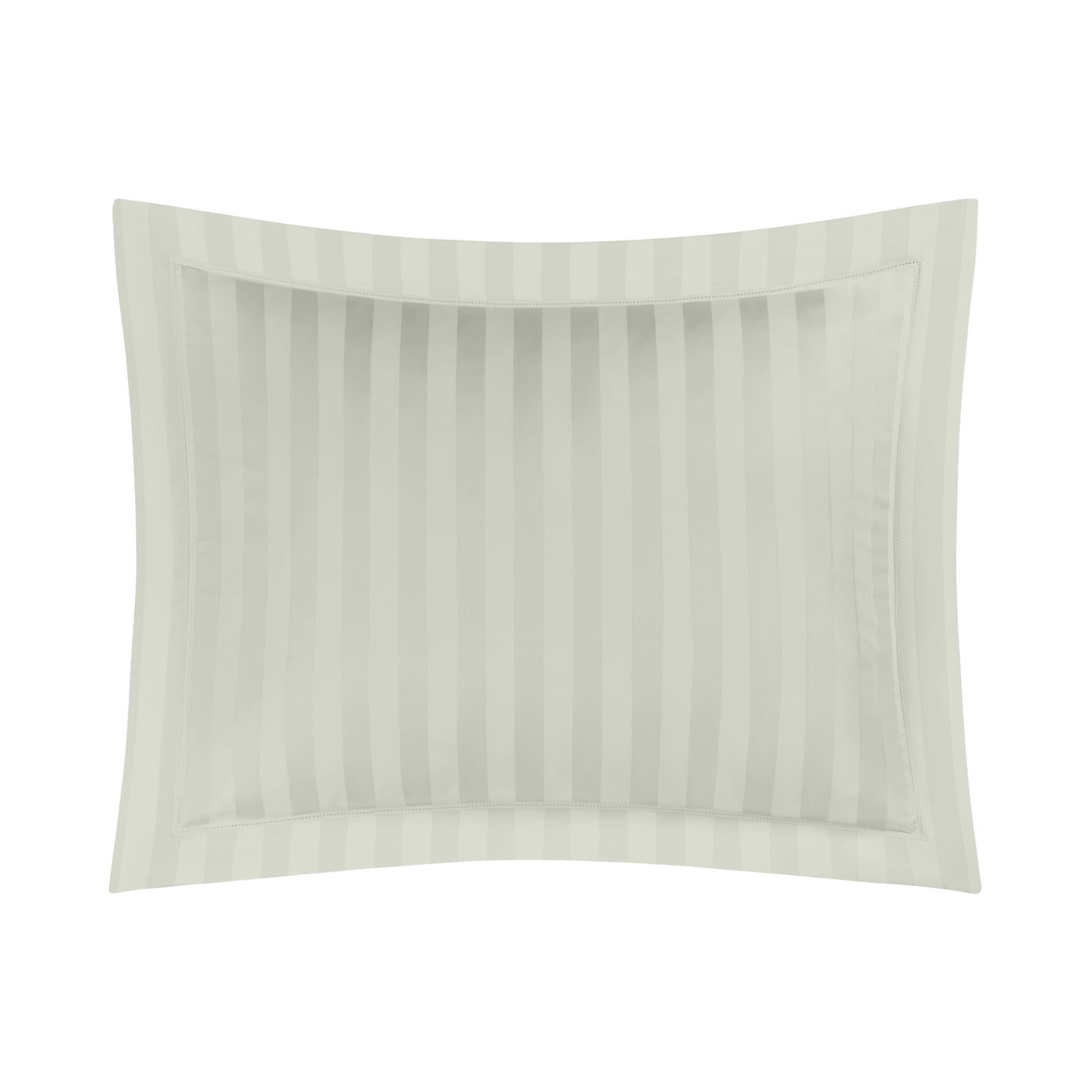 Home Treasures Athens pillow sham in sage with tone-on-tone satin stripes and flanged border.