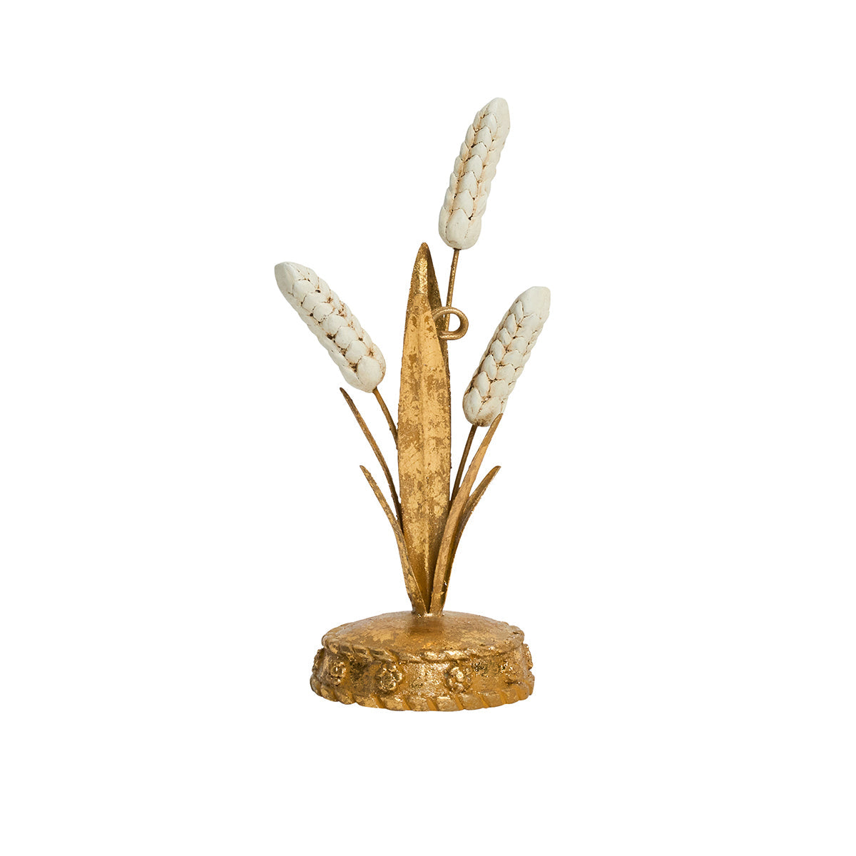 Juliska Forest Walk gold wheat place card holder with white wheat heads