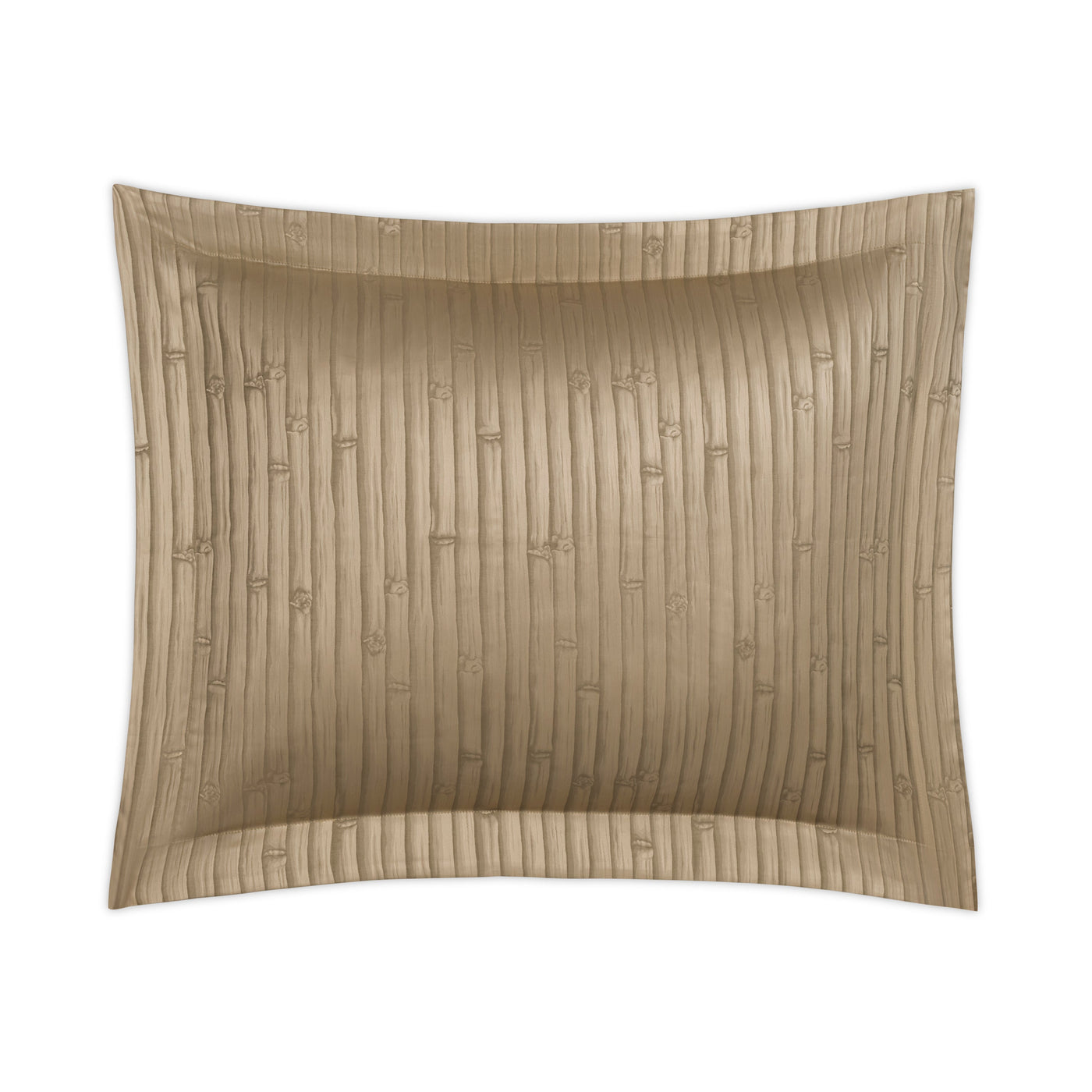 Close-up of Home Treasures Bamboo Allover sham in warm taupe with embroidered bamboo motif.