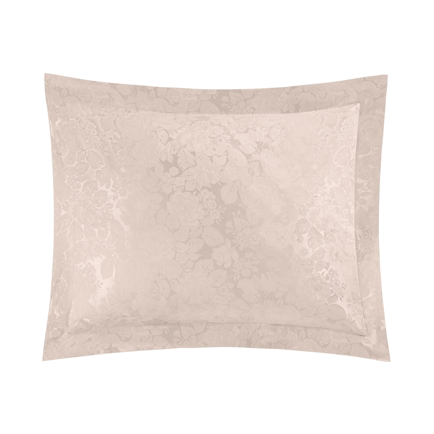 Close-up of Home Treasures Blooms blush floral jacquard weave on pillow sham.