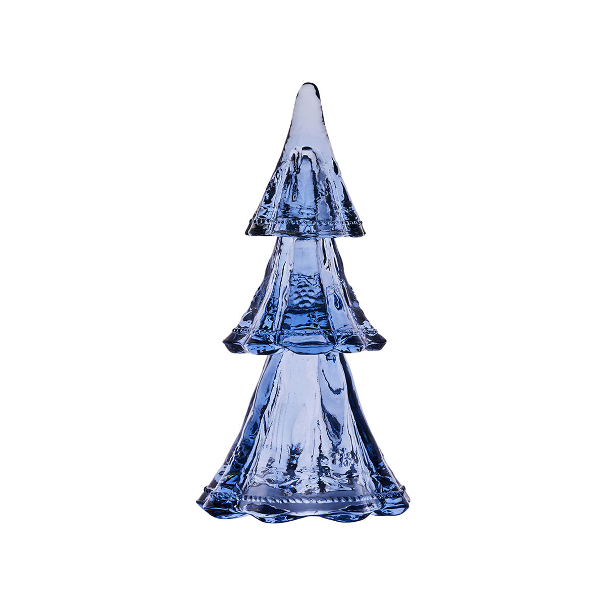 Juliska Berry & Thread blue glass 10.5 inch Christmas tree, three stacking tiers