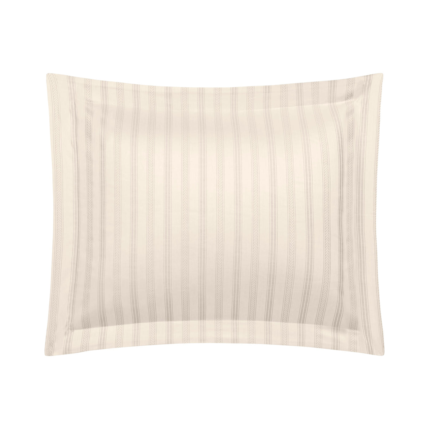 Home Treasures Cambridge ivory pillow sham with subtle woven stripe detail and flange border.