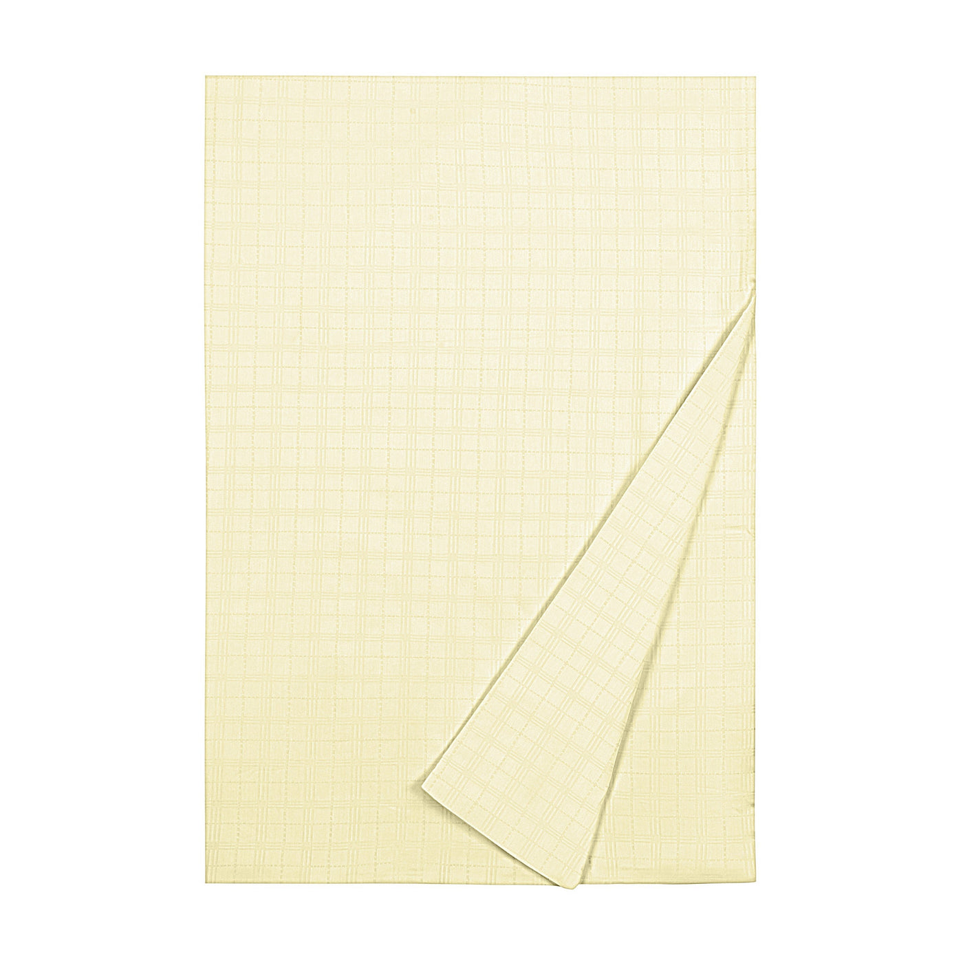 Corner fold detail of Home Treasures Camden duvet cover in ivory with subtle woven check pattern.