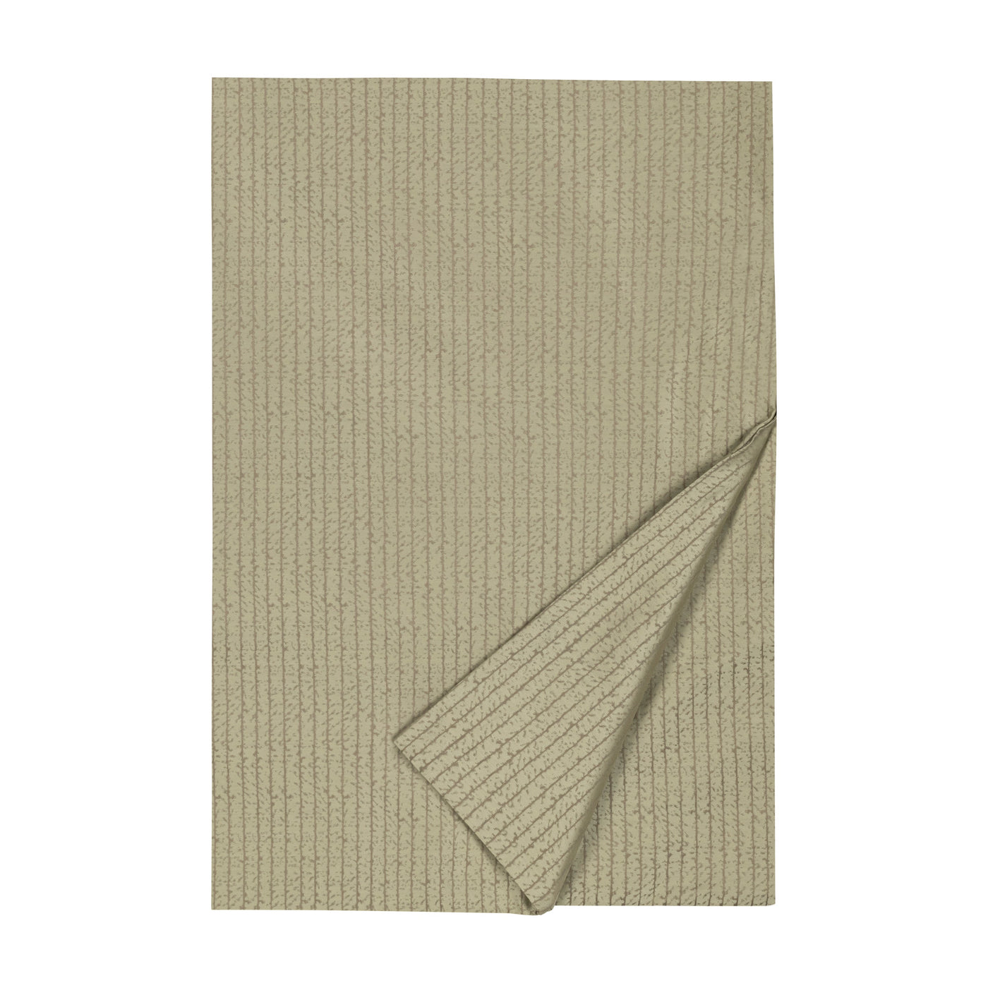 Home Treasures Casablanca duvet cover in sage with ribbed texture, corner folded back.