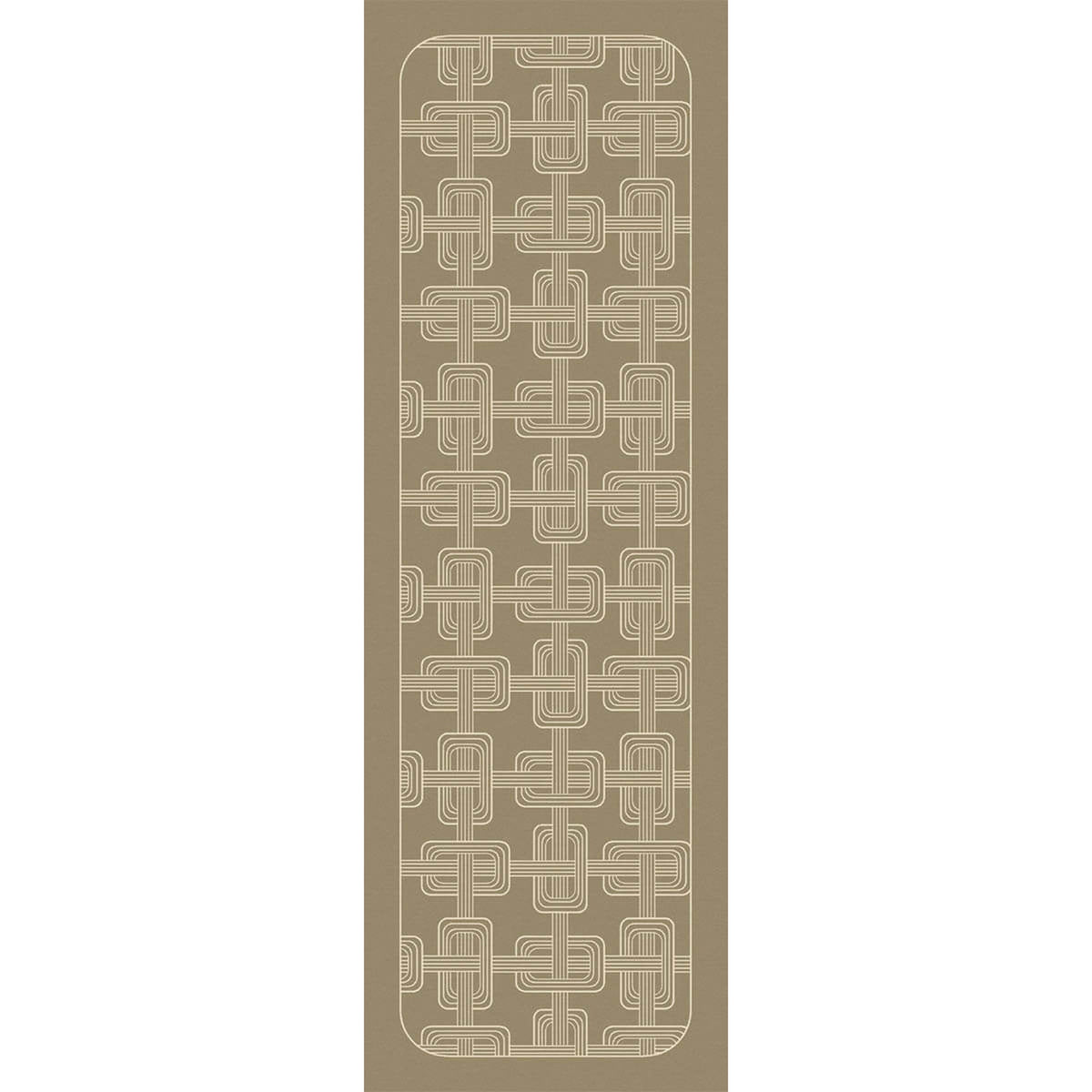 Le Jacquard Français Hôtel Particulier table runner in Green, geometric interlocking pattern detail.
