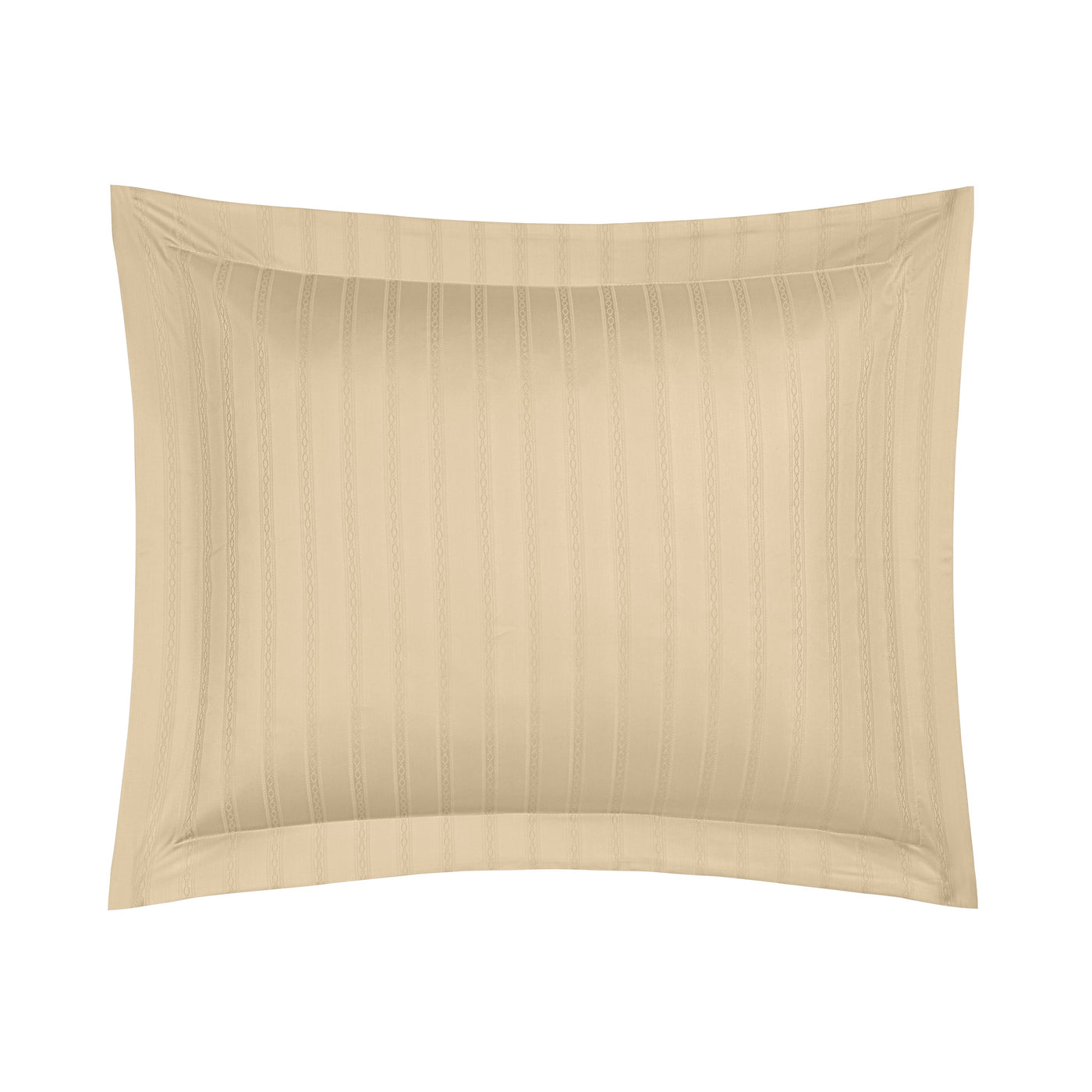 Home Treasures Christiane champagne satin-stripe pillow sham with tailored flange border.