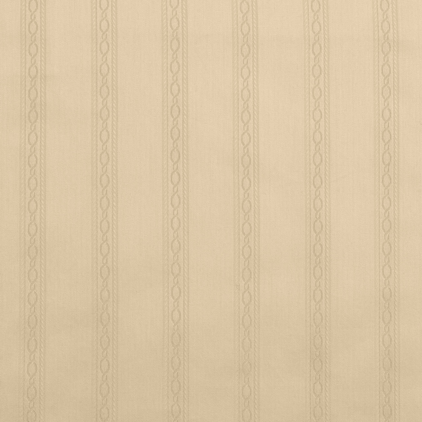Close-up of Home Treasures Christiane fabric in champagne with woven stripe and chain detail.