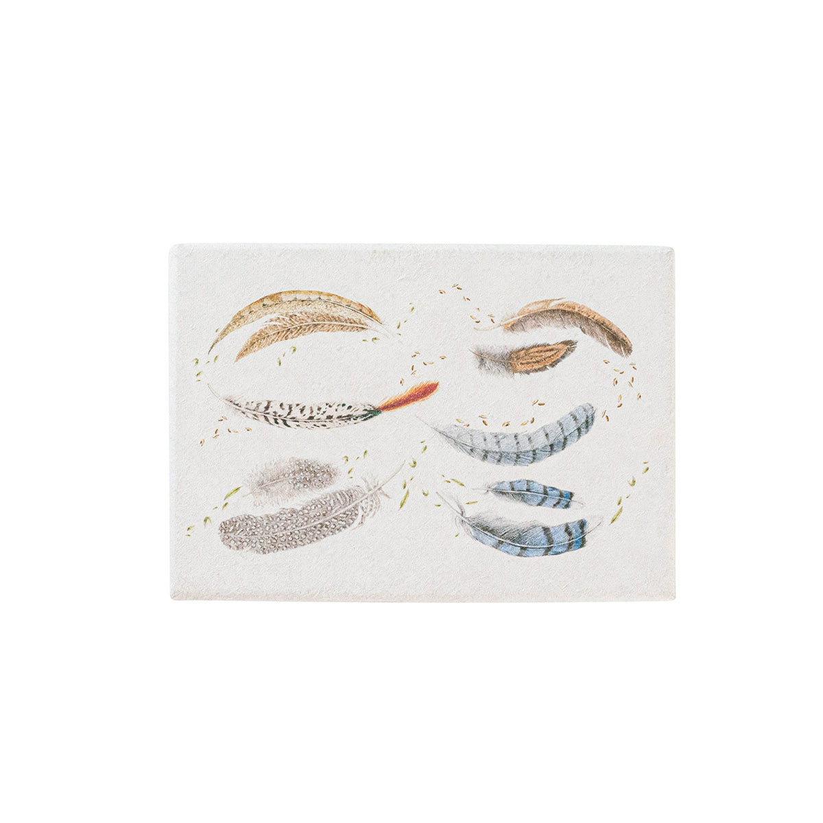 Juliska Forest Walk note card printed with painted feathers