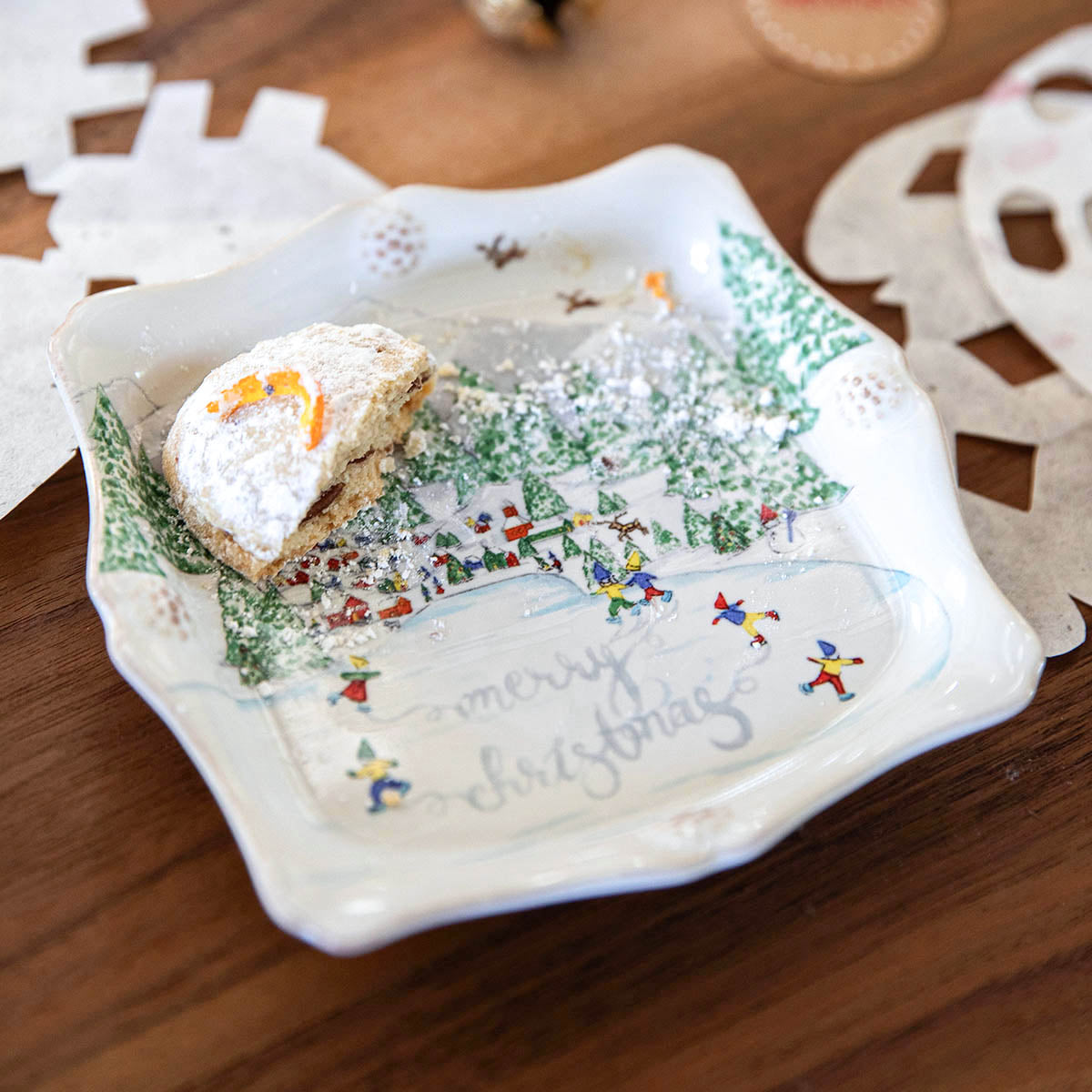 North Pole trinket tray with a cupcake on a wooden table