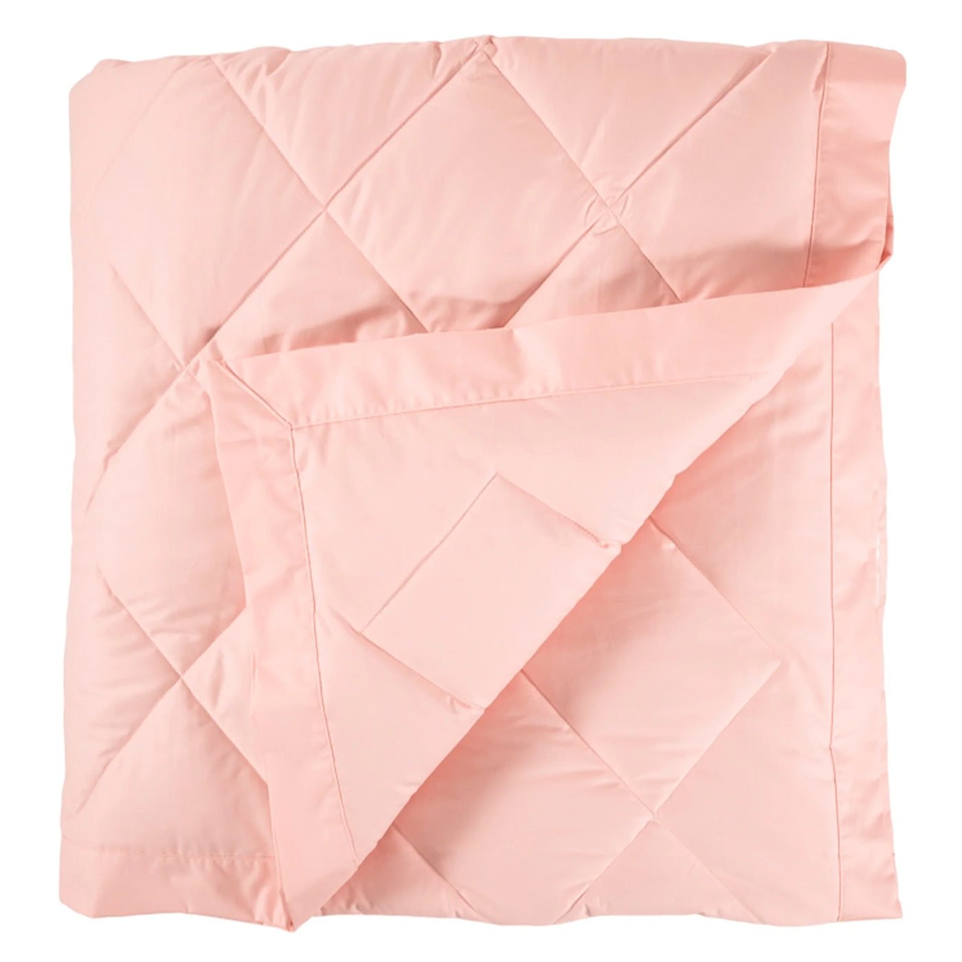 Scandia Home Down Blanket in blush, folded corner detail showing diamond quilting.