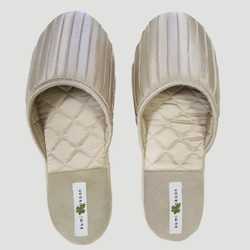 french pleat silk slippers