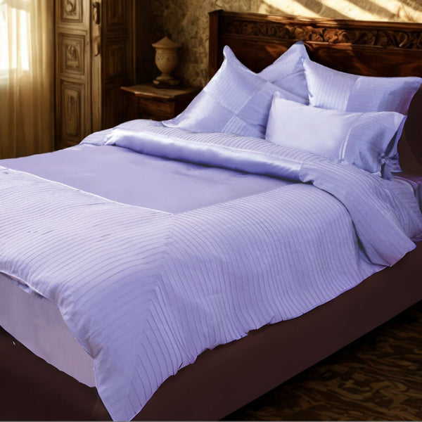 Photo of the French Pleat Silk Duvet Cover ensemble.