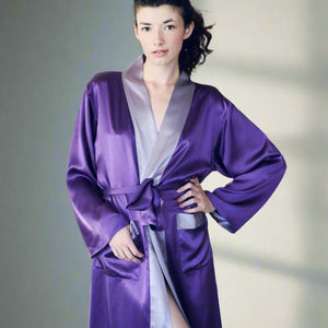 Photo of the Kumi Reversible Silk Robe ensemble.