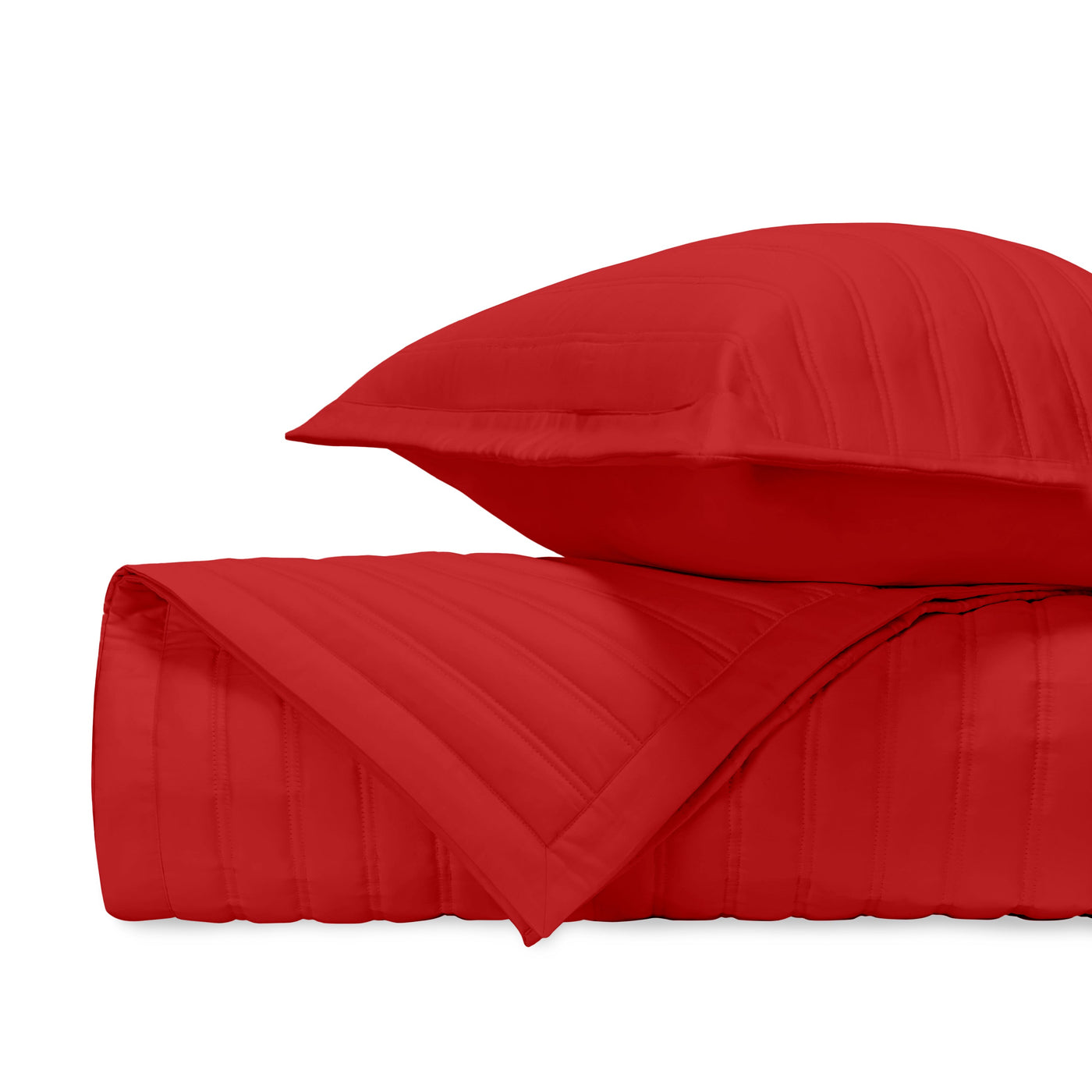 Close-up of Home Treasures L'Avenue quilted texture in scarlet red cotton.
