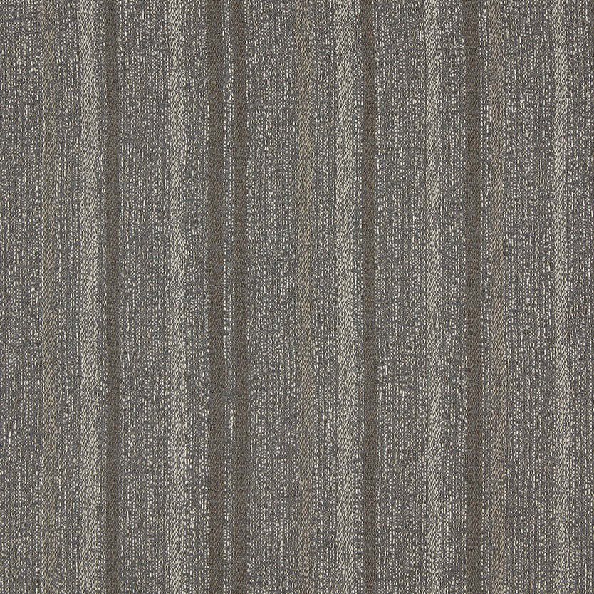 Close-up of taupe woven fabric with tonal vertical stripe texture.