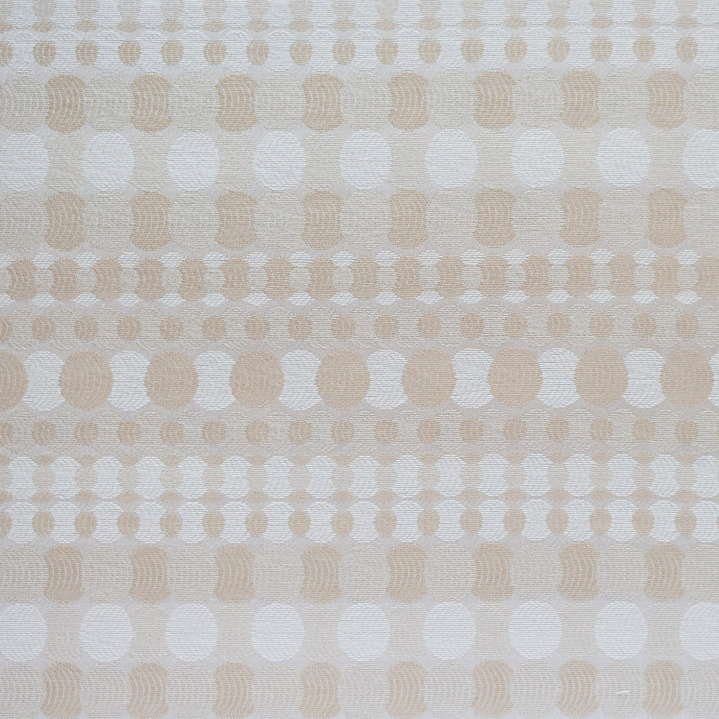 Close-up of Home Treasures Metro fabric in ivory and champagne dot jacquard weave pattern.