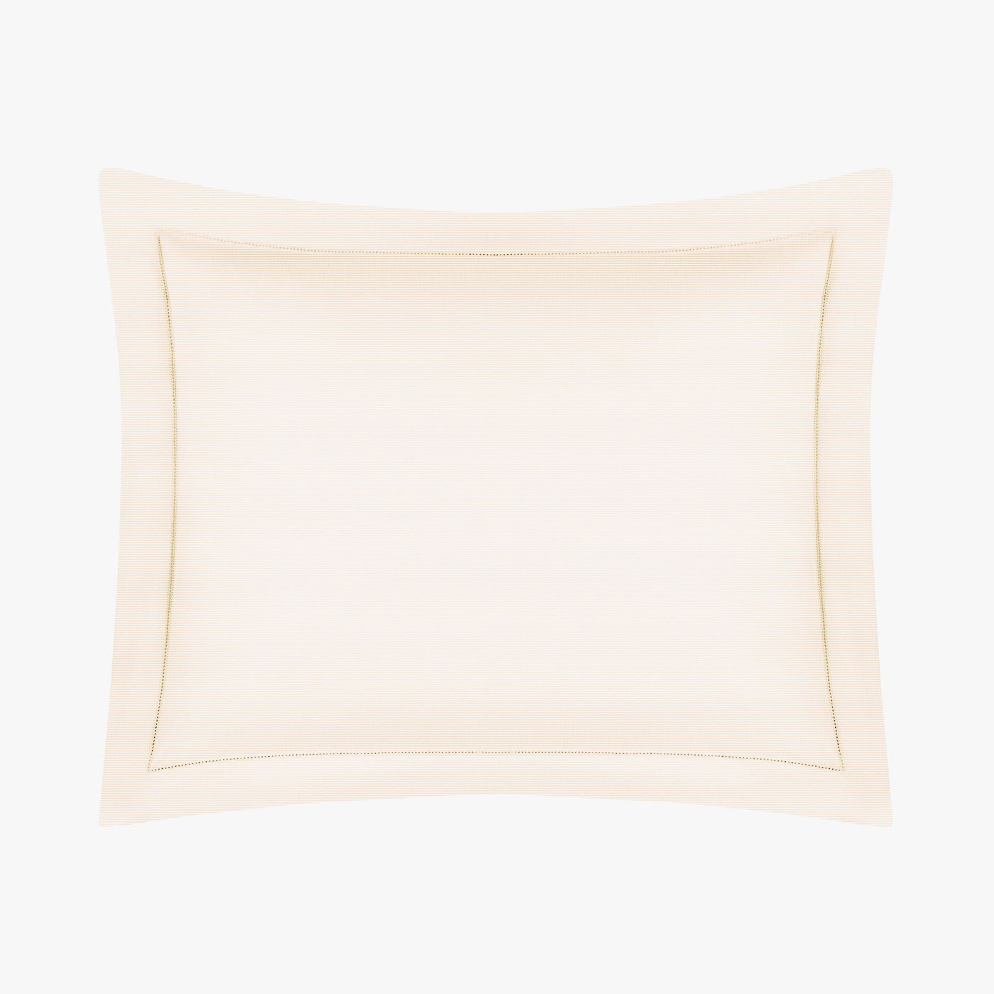 Ivory cotton pillow sham with tailored flange border detail.