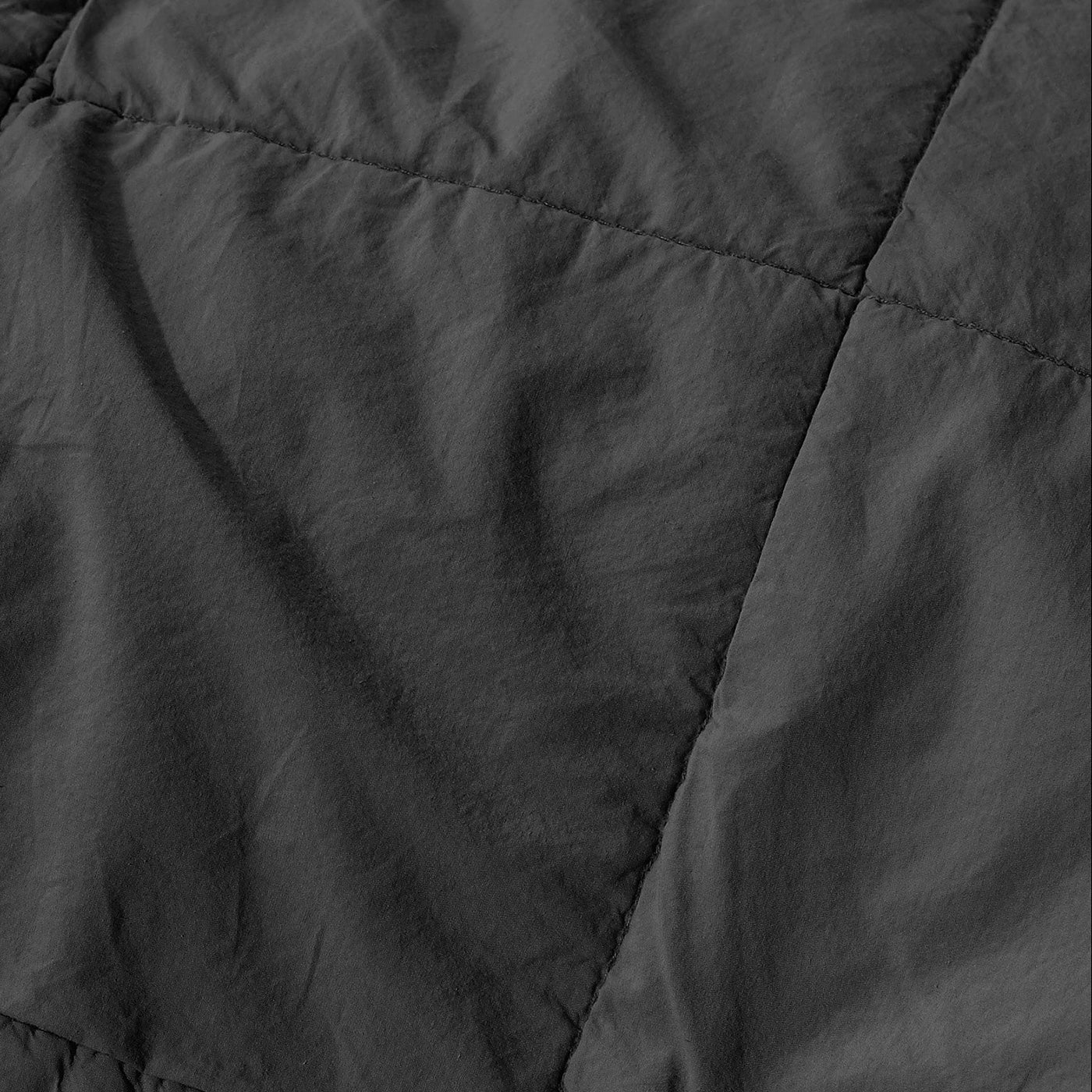 Close-up of Society Limonta Nite quilt in charcoal, showing diamond quilting stitching detail.