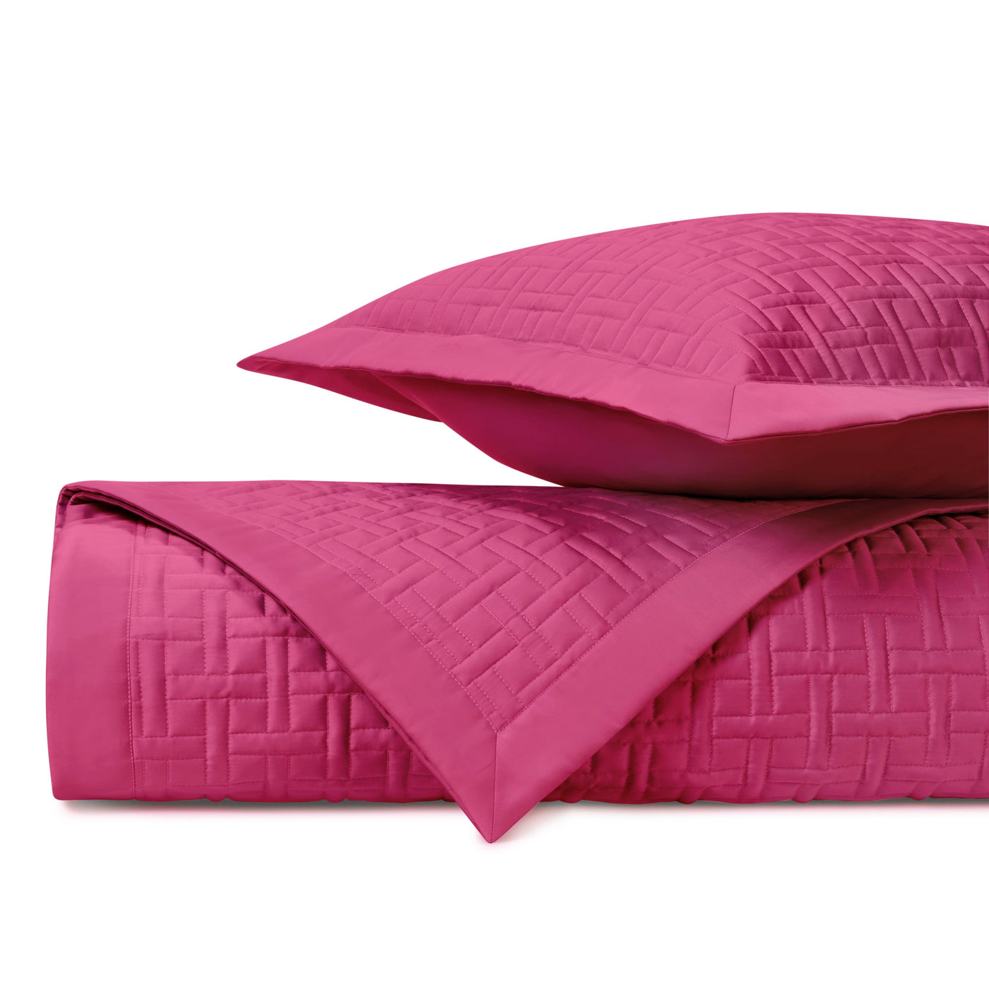 Close-up of Home Treasures Parquet quilted texture in bright fuchsia pink.