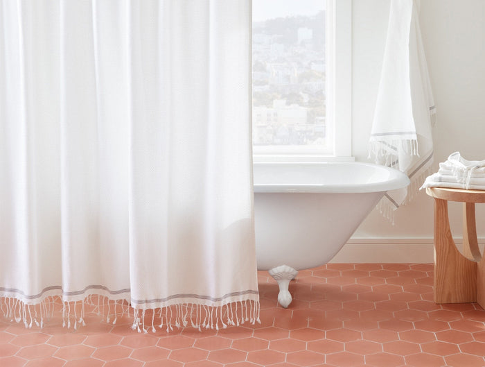 Photo of the Mediterranean | Shower Curtain ensemble.