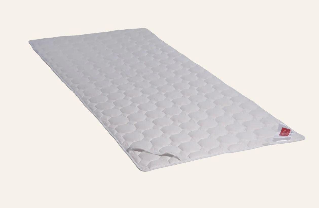 Rectangular mattress cover with geometric pattern on a white background