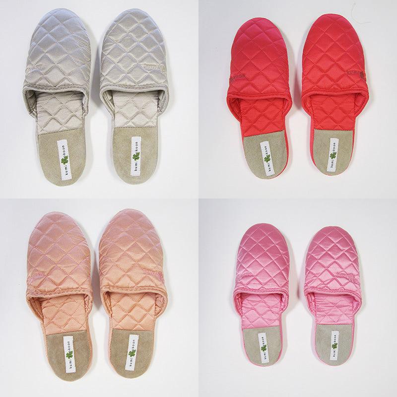 quilted silk slippers