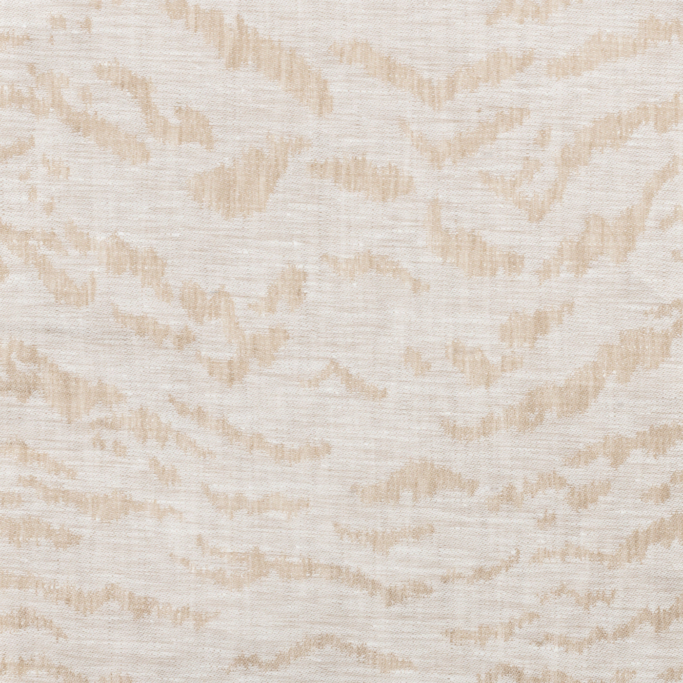 Close-up of Raja duvet cover fabric showing champagne animal-stripe woven texture.