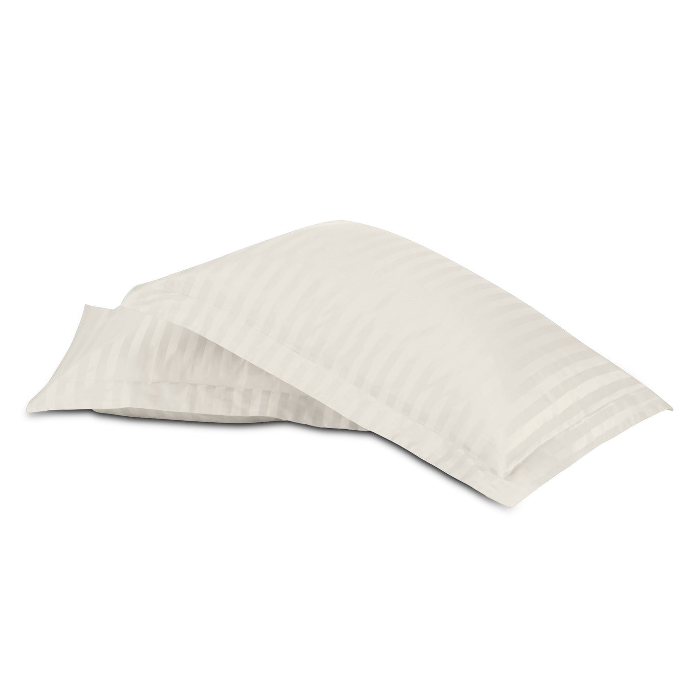 Close-up of ivory woven stripe texture on Home Treasures Regal pillowcases.