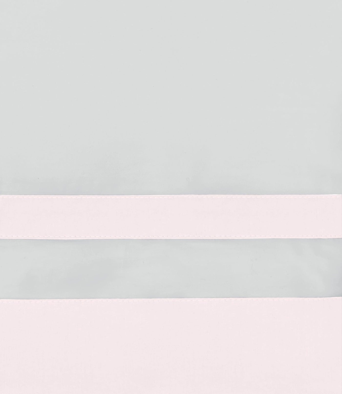 Savoy duvet cover in mist and blush, showing tonal stripe panel detail on fine cotton fabric.
