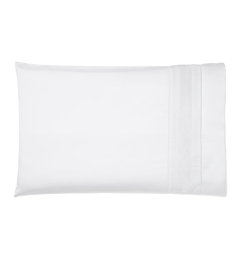 Sferra Capri pillowcase in white cotton with subtle hemstitch border detail.