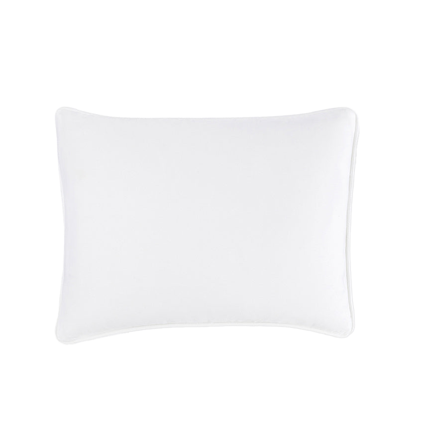 Sferra white pillow protector with corded edge, displayed flat on white background.