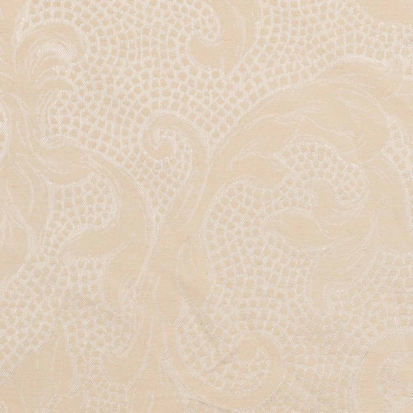 Close-up of Home Treasures Splendor champagne damask weave texture.
